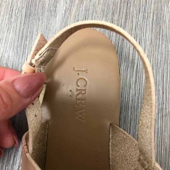 JCrew Women's Size 7 Sandals Crystal Embellished Blush Tan Leather Dual Strap - Picture 7 of 9